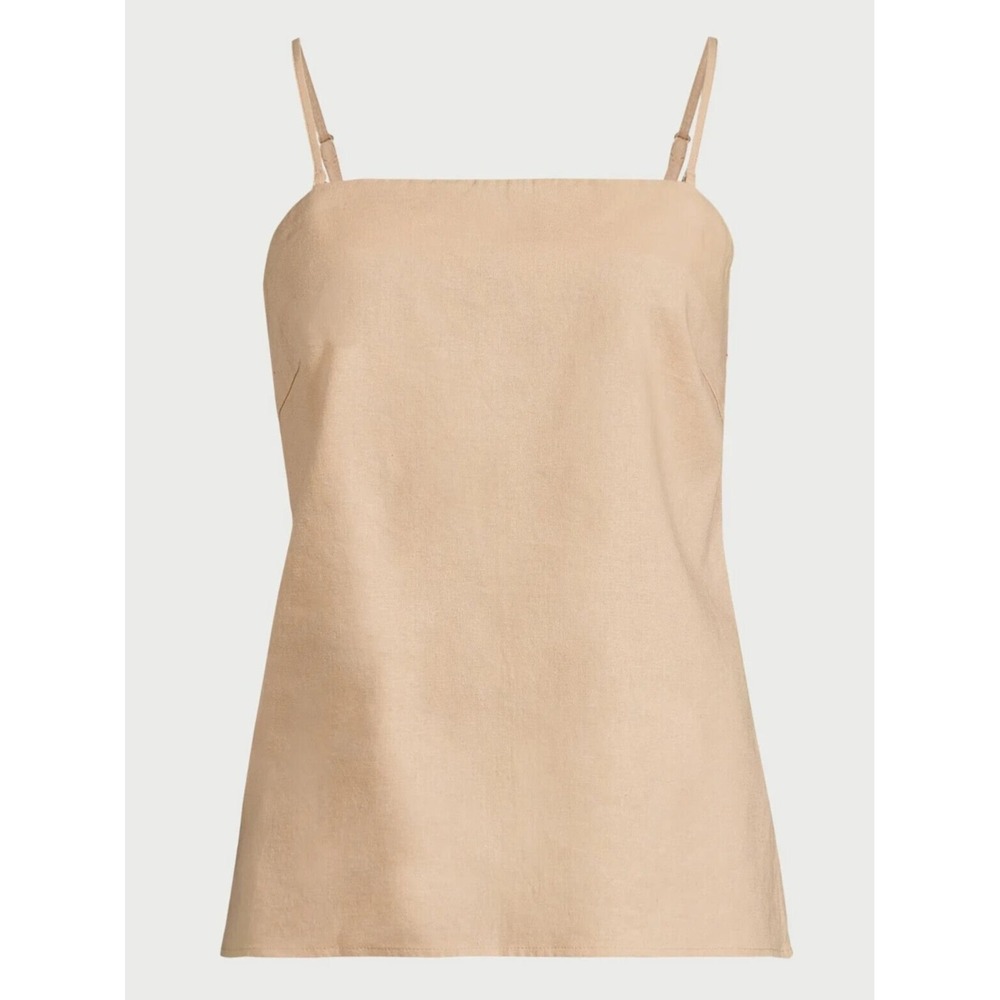 Scoop Womens Top Size XS Brown Linen Blend Removable Straps Relaxed Strapless
